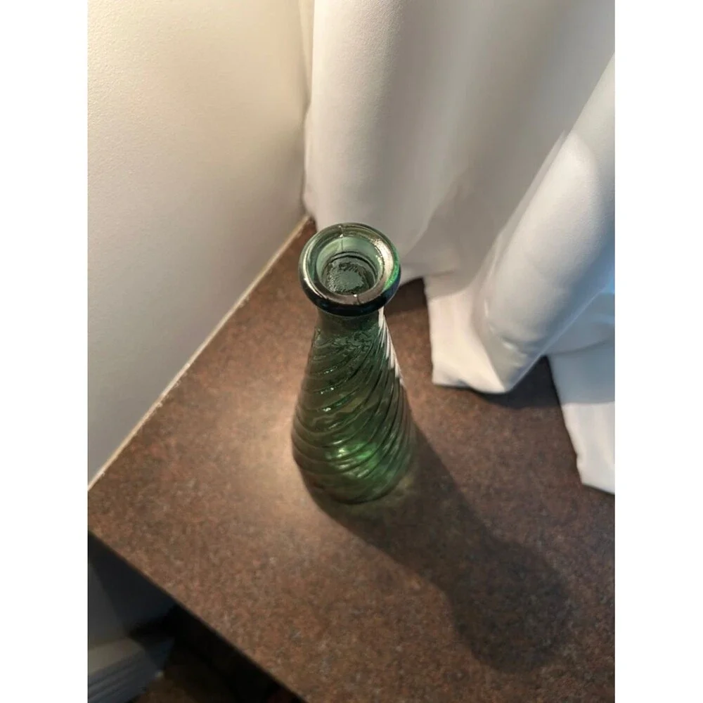 Green Textured Glass Genie Bottle H 16 in Diameter 4 in